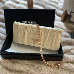 Authentic Large Prada Leather Wallet on a shoulder length chain NO BOX.